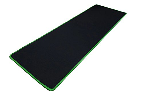 Woodlandu Verl?ngert Gaming Mouse Pad Gen?hte Kanten Geschwindigkeit seidiger Oberfl?che rutschfeste Gummiuntermatten 300x900x3mm/11.8×35.4×0.12inch Gr¨¹n Edges - 4