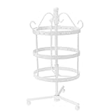 Homyl Drehbar Drei Schicht Präsentationsständer Schmuck Darstellung Ständer Halskette/Ring/Ohrgehänge/Armbanduhr Modeschmuck Organizer Schmuck-Behälter - Weiß