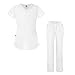 Produktbild Adar Universal Damen Scrub Set – Mock Wrap Scrub Top und Straight Leg Scrub Pants - weiß - X-Klein