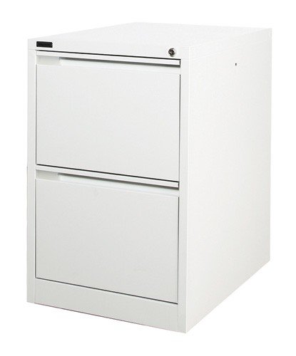 2 Drawer White Steel Filing Cabinet 62D x 47W x 71H (cm)