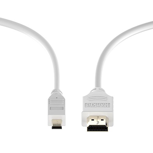 Rankie 1.8m High-Speed Micro HDMI zu HDMI Kabel HDTV Cable Unterstützt Ethernet, 3D, 4K und Audio Return (Weiß) - 5