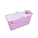 Produktbild W-ZX Tragbarer Faltender Freistehender Eckbadewannen-Eimer Erwachsener Badekurort Lange Isolierungs-Zeit Mit Abdeckung (Color : Pink)