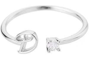 Bungsa® RING mit Buchstaben silber mit Kristall aus Metall - biegbarer Fingerring/Zehenring Toering für Damen, Kinder & Herren - A B C D E F G H I J K L M N O P Q R S T U V W X Y Z