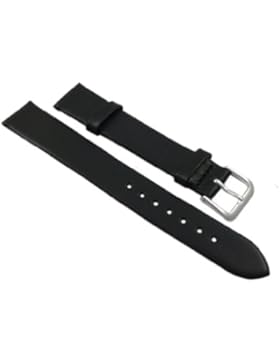 14mm WEICHES KALBSLEDER UHRENARMBAND UHRBAND UHRENBAND UHRENARMBÄNDER UHRARMBAND SCHWARZ SILBERFARBENDE DORNSCHLIEßE...
