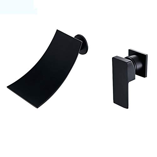 KAILUN Waterfall Bathroom Sink Taps, 2019 New Wall-Mounted Faucet, Bathroom Basin Monobloc Solid Brass Hot Cold Mixer Brass Tap, Single Handle, Luxury And Practical