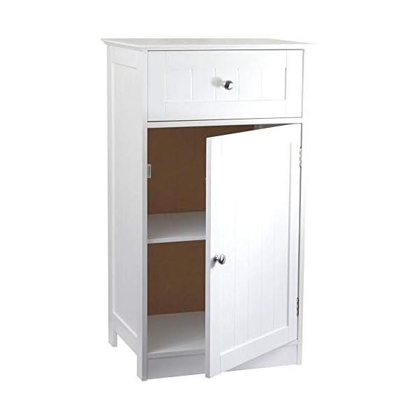 Home Discount Priano Bathroom Cupboard 1 Door 1 Drawer Floor Standing Cabinet Drawer Unit Storage, White - Image 4