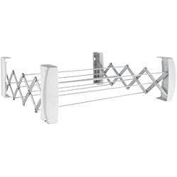 Leifheit Séchoir mural Teleclip 60, sèche linge dépliable avec longueur d'étendage de 4,20 m, étendoir à linge robuste pour intérieur et extérieur