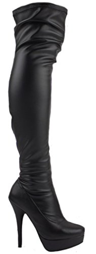 Ladies Womens Winter Platform Knee High Style Slim Heel Buckle Boots Size 3-8 New