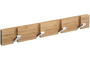 UNIMASA Perchero de Pared Madera Bambu con Ganchos Metal - Gris 4 Ganchos
