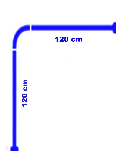 ALU WINKELSTANGE DUSCHVORHANGSTANGE 2er WEISS 120×120 cm *EXTRA LANG* CORNER SHOWER ROD WHITE! - 3