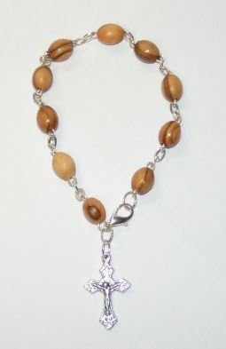 Jerusalem Olive Wood Rosary Bracelet from the Holy Land with Silver Crucifix by Holy Land Collection