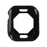 Luckhome Uhrenarmband Serie Lederarmband Ersatband Mit Edelstahl Metall Schließe Classic Armband Ersatz Band ，Beschichtung Ultra-Slim Protected Case Cover für Apple Watch Series 4 44mm（Schwarz）