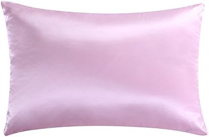 Oosilk Mulberry Charmeuse Silk Pillowcase Zippered 19mm, Cotton Underside, King Size(20"x36"), Pink Color