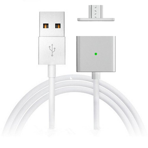 Gilsey Magnetisch micro USB Ladekabel Datenkabel mit Micro USB Adapter Ports für Android Smart Handys & Tablets, Samsung Galaxy S6/S6 Edge/S6 Edge Plus/Note 5/Note 4/S5/S5 mini/Alpha/Note Edge/Galaxy Tab/Huawei Mate S/Mate 7/Honor 7/Honor 6/LG G4/G3/ Nexus 6P/5X/5,Powerbank, Bluetooth Lautsprecher,Tablet und andere Geräte mit Micro USB Anschluss - Silber
