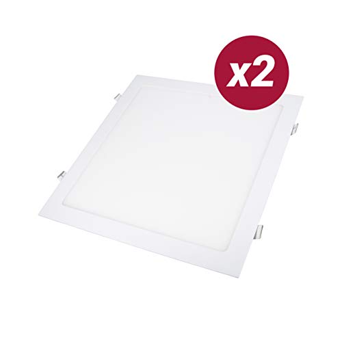 POPP- Pack 2 Downlight LED Extraplano Cuadrado Blanco,chip OSRAM Iluminacion LED Plafón de Techo (6000K, 24W)