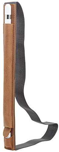 StilGut Pencil-Halter für Apple 12,9" iPad Pro aus echtem Leder mit Lightning-Adapter-Fach. Stift-Halterung zur sicheren Aufbewahrung des Apple Pens, Cognac Vintage