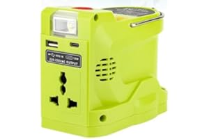 JANRI 200W Power Inverter compatible with Ryobi 18V Battery, DC 18V to 230V AC Outlet with USB-C & USB A Ports, Battery-Powered Generator/Charger Adapter Station (Compatible with RB18L50 RB18L40 RC18115)