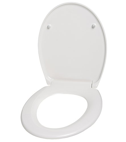WC Sitz mit Absenkautomatik, hochwertige Oberfläche, einfache Montage, stabile Scharniere, Weiß Duroplast - 4