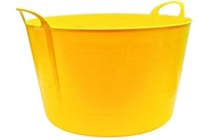 Srendi® 75L Liter Yellow Heavy Duty Large Flexi Tub Garden Home Flexible Plastic Storage Container Bucket Flex Tub- MADE IN UK