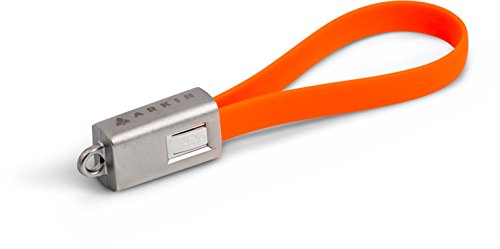 ARKIN ChargeLoop - Schlüsselanhänger USB 2.0 Ladekabel/Datenkabel Micro USB - Flachkabel fürs Smartphone/Handy z.b. Samsung Galaxy Edge, HTC, Huawei, Sony usw. - Mobiles Akkukabel für Schlüsselbund (orange)