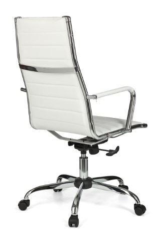AMSTYLE Bürostuhl GENF 1 Bezug Kunstleder Weiß Design Schreibtischstuhl XXL 110kg Chefsessel höhenverstellbar Drehstuhl ergonomisch mit Armlehnen Rücken-Lehne Wippfunktion verstellbar Schalensitz hoch - 