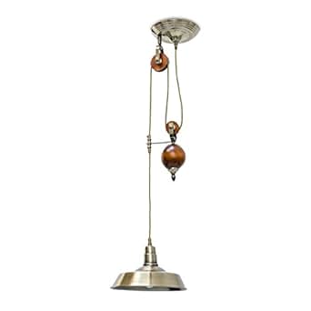 Relaxdays Hängelampe Flaschenzug 1-flammig, höhenverstellbar 10018995