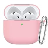 Soft Yumuşak Lansman Esnek Silikon Airpods 4 ile uyumlu İ&ccedil;i Kadife Kulaklık Kılıfı ve Karabina Anahtarlık (Pembe, Airpods 4)