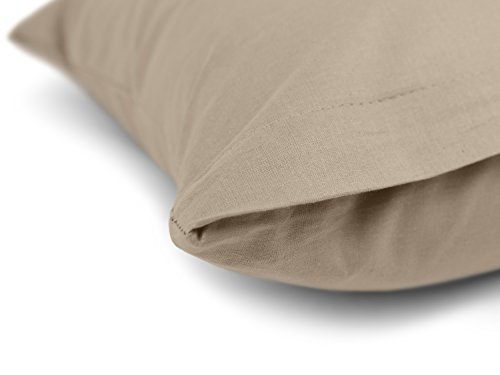 Renforcé-Kissenbezüge im Doppelpack – 100% Baumwolle – schlicht und edel im Design, in 8 Uni-Farben, 40 x 80 cm, cappuccino - 4