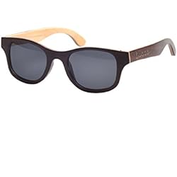Iwood Madera laminada Negro sandalia de las gafas de sol de madera lente polarizada gris