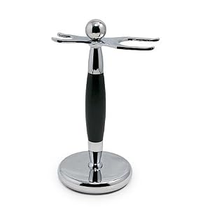 Premium Deluxe Chrome & Black Shaving Brush and Razor Stand - Image 3