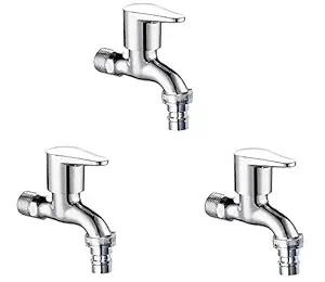 PEFKO Fusion Stainless Steal Nozel Tap for Washing Machine, Taps for Bathroom, Taps for Home, Taps for Office, Taps for Garden (Including - Wall Flange & Teflon Tape) Pack of (3)