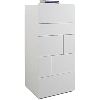 Settimino 6 cassetti effetto rovere sbiancato, bianco lucido: Gardenia | Mondo Convenienza