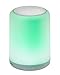 Produktbild LED-Highlights Deko Kinder Lampe Touch Leuchte 9,3 x 14,5 cm Bluetooth Lautsprecher 5 W Nachtlicht Akku kabellos Farbwechsel bunt Rgb Licht dimmbar Stimmungslicht Tischlampe rund Fernbedienung (Weiß)