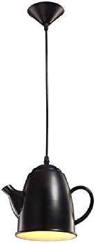 Crayom Teapot LED Hanging Light Modern Metal Pendant Light Art Deco Light Creative Iron Chandeliers Theme Restaurant Cafe Western Restaurant Chain length: 59 inches (150cm) (Color : Black)