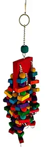 KSK Large Bird Parrot Multicolored Natural Wooden Blocks Bird Parrot Tearing & Chewing Toy