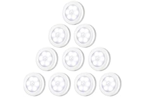 Criacr LED Nachtlicht mit Bewegungsmelder, 10 Stück, Nachtlicht Batteriebetrieben, Automatisch ON/Off, Nachtlicht Baby Bewegungsmelder für Schlafzimmer, Kinderzimmer, Treppe, Flur usw (Weiß)