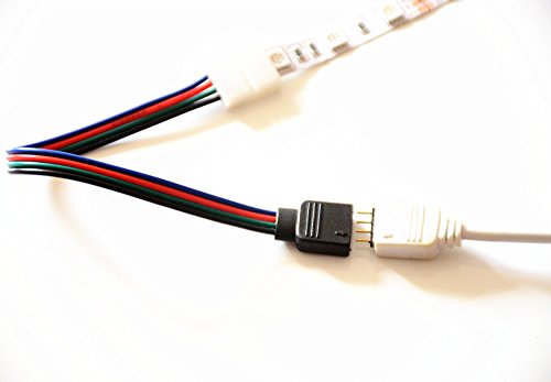 10x RGB 5050 Schnellverbinder 10mm Breit 4 polig Verbindungskabel Anschlusskabel LED Stripe Verbinder Adapter für SMD 5050 RGB LED Streifen zu RGB 3528 2835 LED Streifen, zu DC Stromversorgung, zu LED Controller-17cm, Ohne Löten - 3