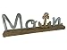 Produktbild eXODA Schriftzug Moin Aluminium auf Mangoholz Sockel Deko Design