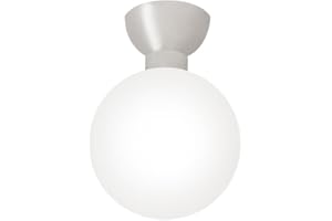 ValueLights | Orbital Silver Metal Ceiling Light IP44 Bathroom Ceiling Fitting Opal Glass Globe Lamp Shade | Bathroom & Home Improvements Essential