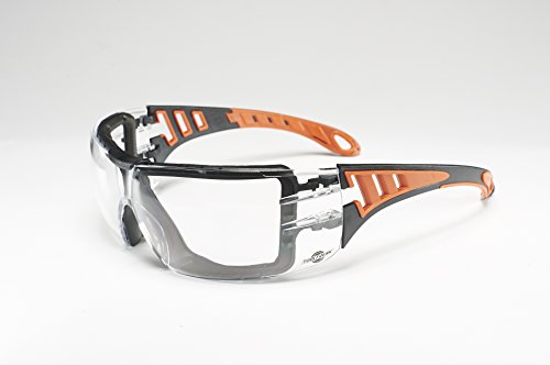 ToolFreak-Rip Out Sicherheitsbrille in sportlichem Style mit Schaumstoffpolsterung für Männer & Frauen | Augenschutz mit umlaufendem, stoßfestem Gestell und Gläsern | Mit antikratz- und antibeschlag-Beschichtung bearbeitet | Verbessert die Sicht und schützt vor UV | Abnehmbares Kopfband | Enthält Reißverschluss-Tasche und Mikrofaser-Reinigungstuch | RC - 4