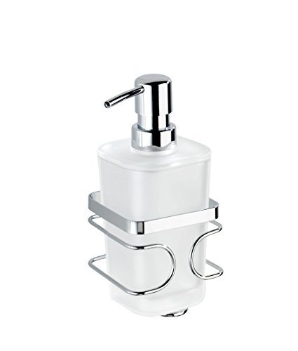 WENKO 20416100 Seifenspender Premium - Flüssigseifen-Spender, Fassungsvermögen 0.355 L, Edelstahl rostfrei, 9.5 x 17.5 x 8.7 cm, Glänzend