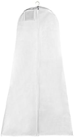 Extra Large Gown Bag Extra Wide Gusset and 2 Bonus Deluxe Satin Hangers with No-Slip Buttons Preserve Wedding Gowns, Elegant Storage 3-Pieces for Wedding Dress