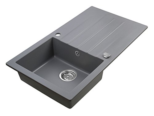 Axis Kitchen Mojito 100 Küchenspüle Farbe Axis Moonlight Grey Grau Material Axigranit 50er Unterschrank Spülbecken Siphon, Exzenterbedienung, Ausschnittschablone - 2