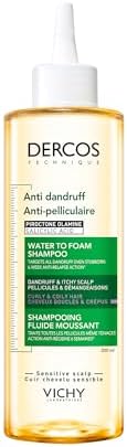 Vichy Dercos Shampoo Anti-Forfora Acqua-Mousse, Per Capelli Ricci e Crespi, Azione Anti-Forfora e Anti-Prurito, Cuoio Capelluto Lenito, Con Piroctone Olamine e Acido Salicilico, 200 ml