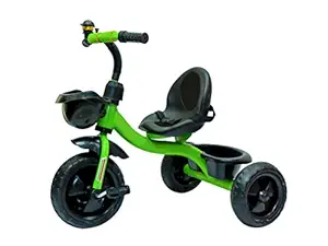 Maanit Baby Kids Paddle Tricycle for Kids Front and Back Basket Tokri Tricycle for Kids (Green)