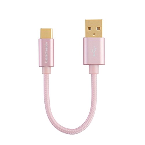 USB Typ C Kabel, cablecreation kurz 0,8 FT geflochten Typ C (usb-c) zu Standard USB-A-Kabel für Nexus 5 x/6P, OnePlus, das neue MacBook 12 Zoll, Lumia 950/950 X L & More, rose gold [Neue Version 56 K Ohm Widerstand] - 3