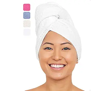 Aquis Microfiber Hair Towel, Waffle, White (19 x 39-Inches)