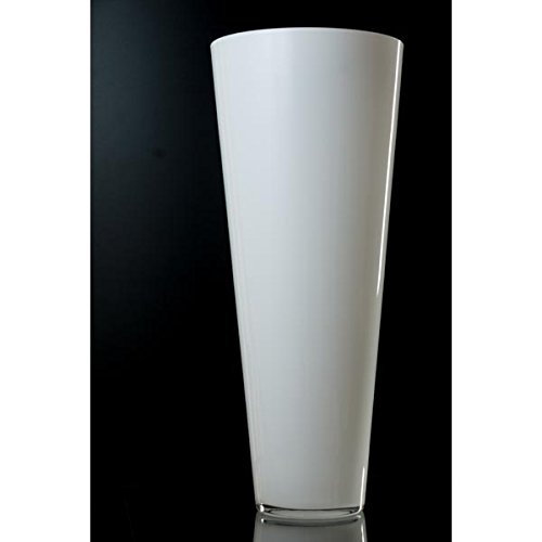 Set 2 x Konische Glasvase ANNA, weiß, 43 cm, Ø 18 cm - Blumenvase / Tischvase - INNA Glas