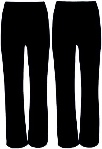 Kirkwood Of Scotland Ladies Nurse Work Carer Keep Fit Stretch Pull On Ribbed Elasticated Bootleg Trousers 8-26 (8 (Regular 29" Leg), Black)
