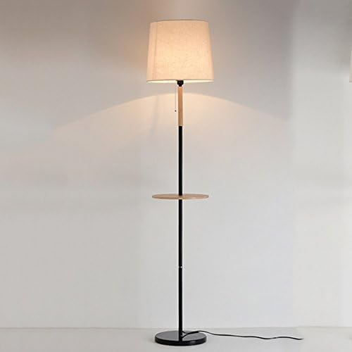 Creative solid wood lighting living room bedroom bedside study warm floor lamp ( Color : Black )